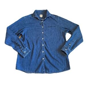 Mayo Clinic Gear For Sports Denim Shirt Women's Large Long Sleeve‎ Button Down